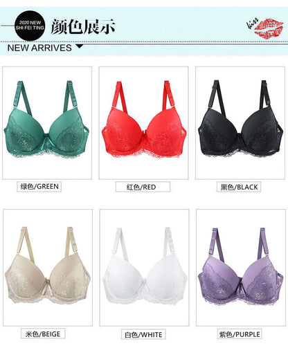 Sexy Lace Bras Push Up With Bow Decoration - Plus Size Floral Lace Underwire Bra Women - ZOOMNSTORE