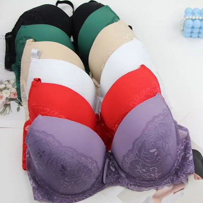 Sexy Lace Bras Push Up With Bow Decoration - Plus Size Floral Lace Underwire Bra Women - ZOOMNSTORE