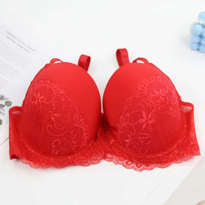 Sexy Lace Bras Push Up With Bow Decoration - Plus Size Floral Lace Underwire Bra Women - ZOOMNSTORE