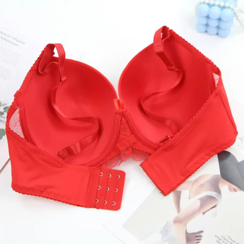 Sexy Lace Bras Push Up With Bow Decoration - Plus Size Floral Lace Underwire Bra Women - ZOOMNSTORE