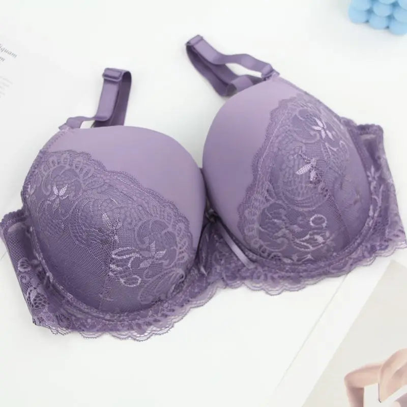 Sexy Lace Bras Push Up With Bow Decoration - Plus Size Floral Lace Underwire Bra Women - ZOOMNSTORE