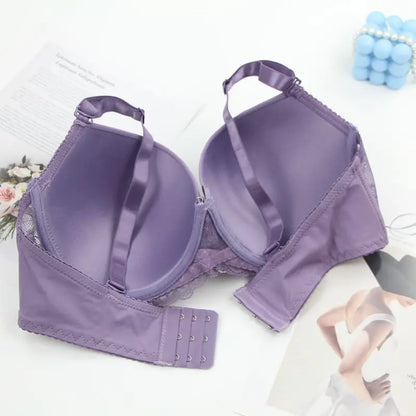 Sexy Lace Bras Push Up With Bow Decoration - Plus Size Floral Lace Underwire Bra Women - ZOOMNSTORE
