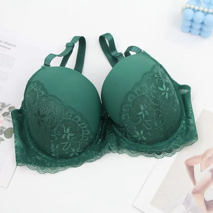 Sexy Lace Bras Push Up With Bow Decoration - Plus Size Floral Lace Underwire Bra Women - ZOOMNSTORE
