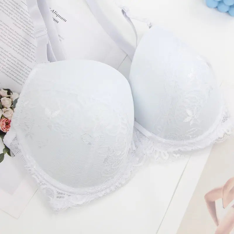 Sexy Lace Bras Push Up With Bow Decoration - Plus Size Floral Lace Underwire Bra Women - ZOOMNSTORE