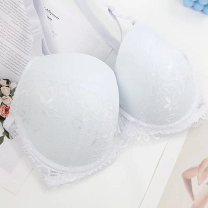 Sexy Lace Bras Push Up With Bow Decoration - Plus Size Floral Lace Underwire Bra Women - ZOOMNSTORE