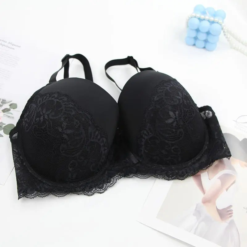 Sexy Lace Bras Push Up With Bow Decoration - Plus Size Floral Lace Underwire Bra Women - ZOOMNSTORE