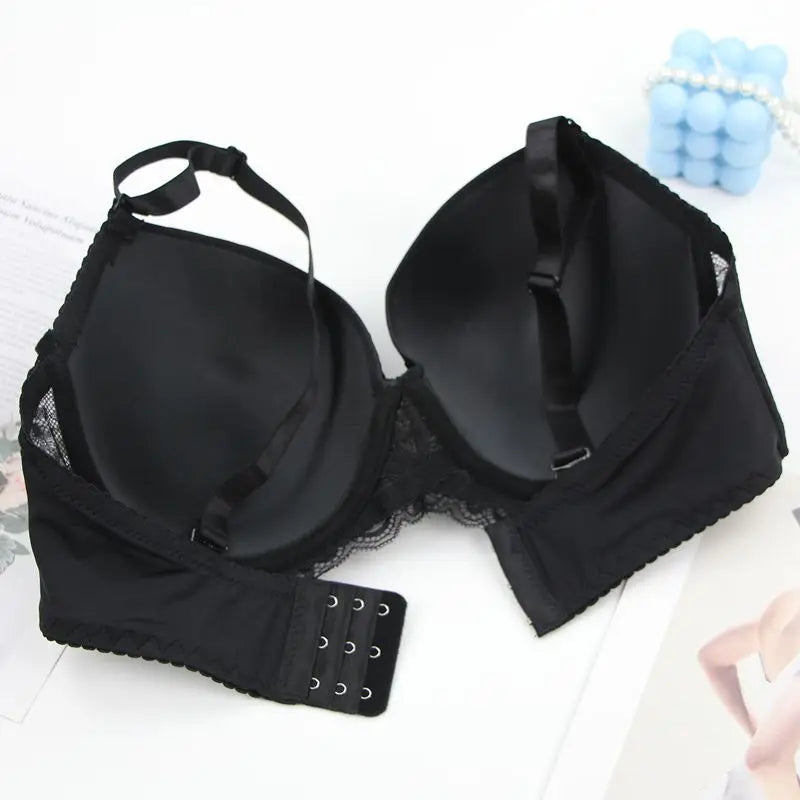 Sexy Lace Bras Push Up With Bow Decoration - Plus Size Floral Lace Underwire Bra Women - ZOOMNSTORE