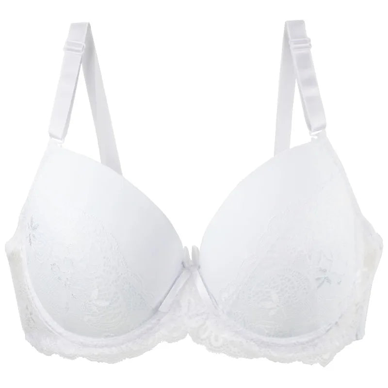 Sexy Lace Bras Push Up With Bow Decoration - Plus Size Floral Lace Underwire Bra Women - ZOOMNSTORE