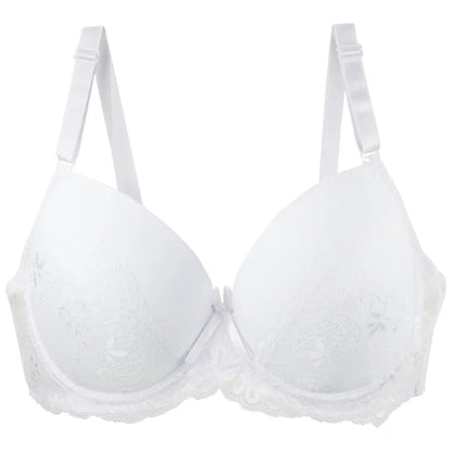 Sexy Lace Bras Push Up With Bow Decoration - Plus Size Floral Lace Underwire Bra Women - ZOOMNSTORE