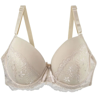 Sexy Lace Bras Push Up With Bow Decoration - Plus Size Floral Lace Underwire Bra Women - ZOOMNSTORE