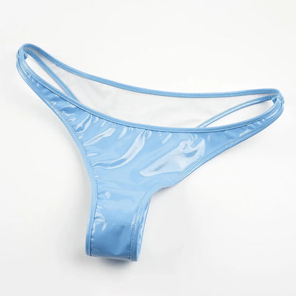 Shark Print Bikini Set - Womens Low Waist PU Swimsuit for Beach Swimwear 2024 - ZOOMNSTORE