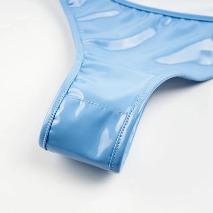 Shark Print Bikini Set - Womens Low Waist PU Swimsuit for Beach Swimwear 2024 - ZOOMNSTORE