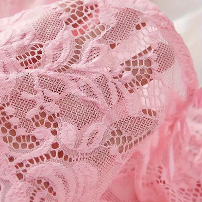 Red Mesh Backless Lingerie - Womens Deep V Neck Sleepwear - ZOOMNSTORE