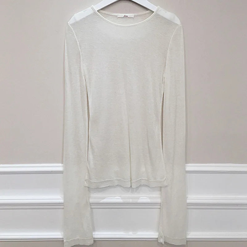 Korean Style Long Sleeve T-Shirt - Slim Fit Womens Top - ZOOMNSTORE