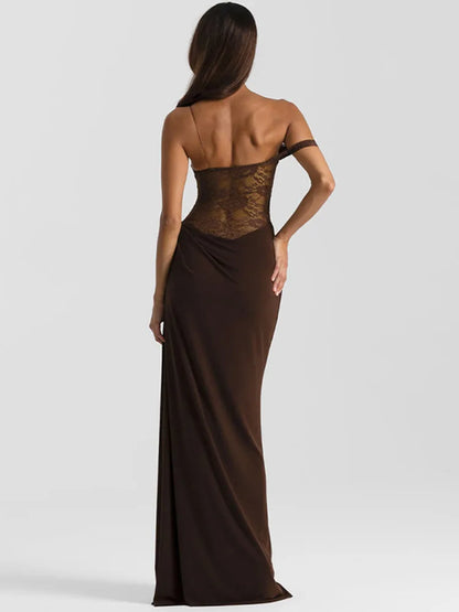 Sexy Maxi Dress – Women's Lace See Through Sleeveless Backless Club Gown - ZOOMNSTORE