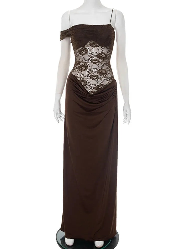 Sexy Maxi Dress – Women's Lace See Through Sleeveless Backless Club Gown - ZOOMNSTORE