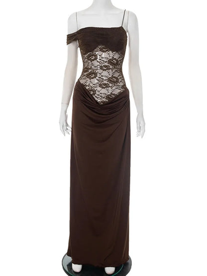 Sexy Maxi Dress – Women's Lace See Through Sleeveless Backless Club Gown - ZOOMNSTORE