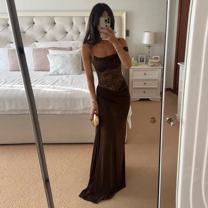 Sexy Maxi Dress – Women's Lace See Through Sleeveless Backless Club Gown - ZOOMNSTORE