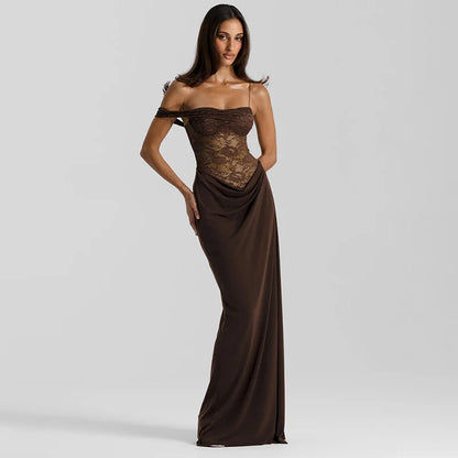 Sexy Maxi Dress – Women's Lace See Through Sleeveless Backless Club Gown - ZOOMNSTORE