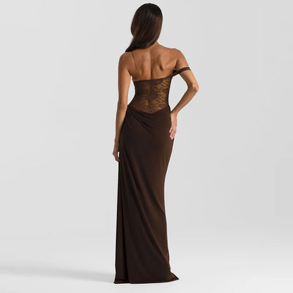 Sexy Maxi Dress – Women's Lace See Through Sleeveless Backless Club Gown - ZOOMNSTORE