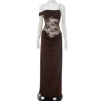 Sexy Maxi Dress – Women's Lace See Through Sleeveless Backless Club Gown - ZOOMNSTORE