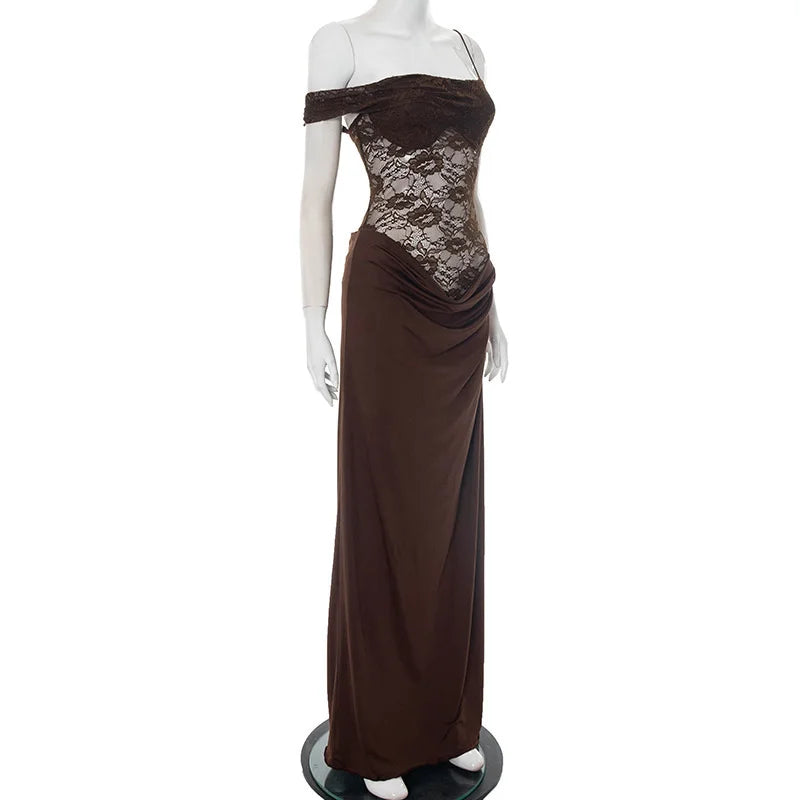 Sexy Maxi Dress – Women's Lace See Through Sleeveless Backless Club Gown - ZOOMNSTORE