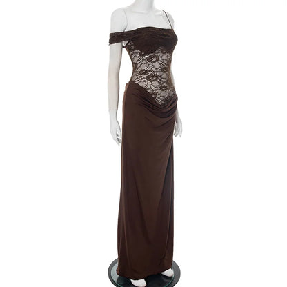 Sexy Maxi Dress – Women's Lace See Through Sleeveless Backless Club Gown - ZOOMNSTORE
