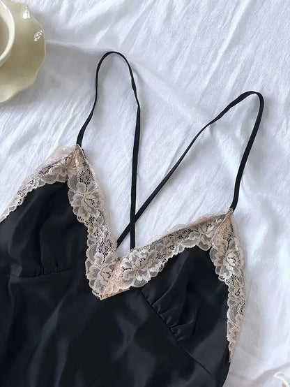 Off Shoulder Ultra Short Sexy Bras Pajamas Home Dresses Night Shirts Sexi Women's Nightgown Silk Lingerie See Through Dress - ZOOMNSTORE