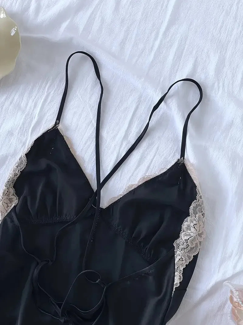 Off Shoulder Ultra Short Sexy Bras Pajamas Home Dresses Night Shirts Sexi Women's Nightgown Silk Lingerie See Through Dress - ZOOMNSTORE