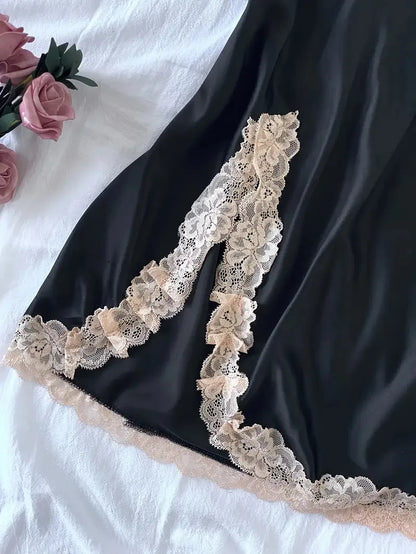 Off Shoulder Ultra Short Sexy Bras Pajamas Home Dresses Night Shirts Sexi Women's Nightgown Silk Lingerie See Through Dress - ZOOMNSTORE