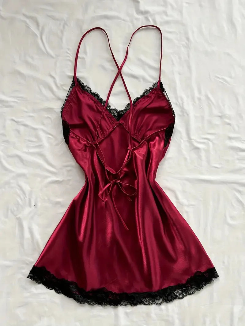 Off Shoulder Ultra Short Sexy Bras Pajamas Home Dresses Night Shirts Sexi Women's Nightgown Silk Lingerie See Through Dress - ZOOMNSTORE