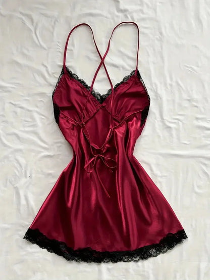 Off Shoulder Ultra Short Sexy Bras Pajamas Home Dresses Night Shirts Sexi Women's Nightgown Silk Lingerie See Through Dress - ZOOMNSTORE