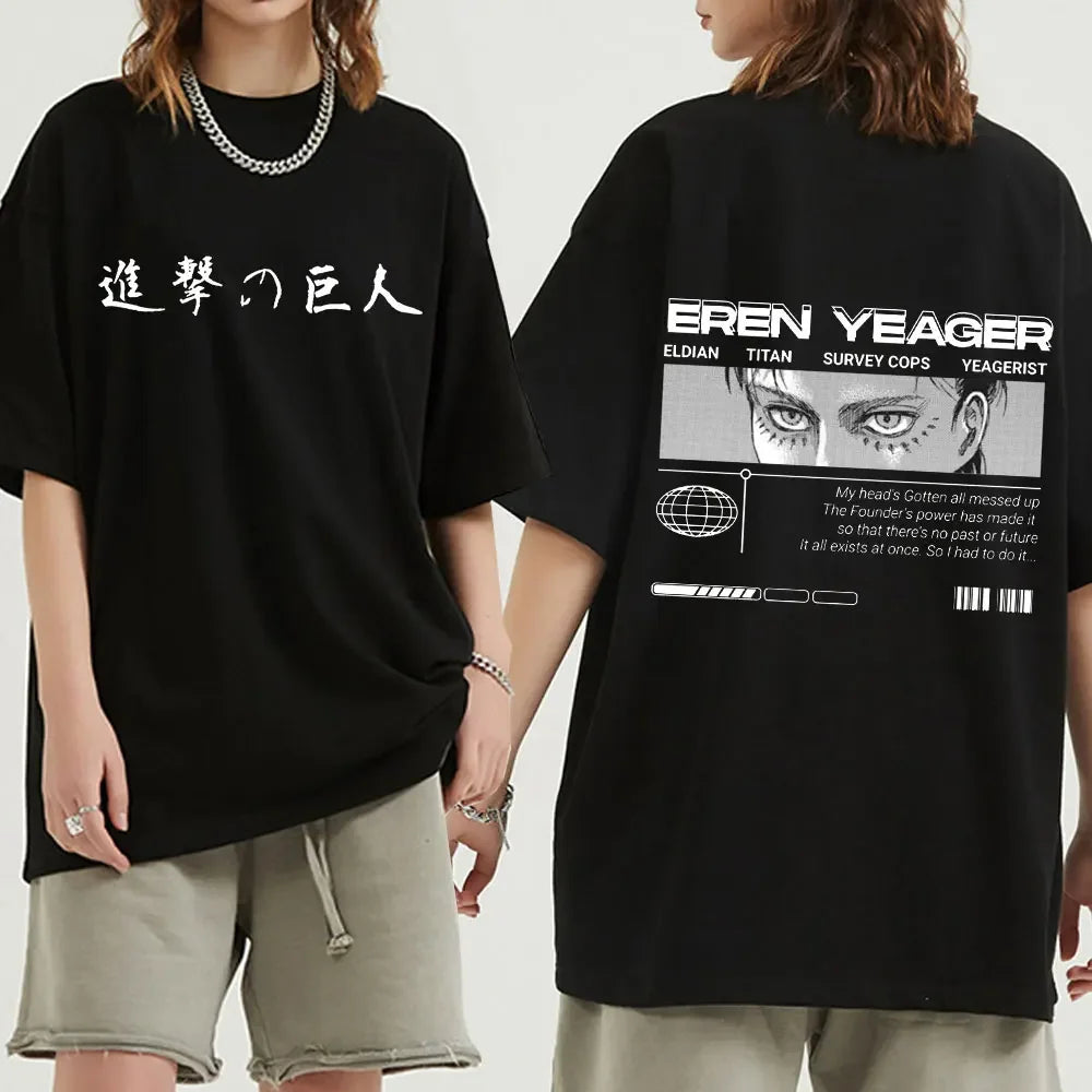 Anime Attack on Titan T-Shirt Ackerman Mikasa Eren Jaeger Cherry Blossom Graphics Logo T Shirt Clothes Men's Cotton T Shirts