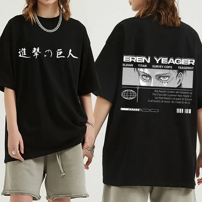 Anime Attack on Titan T-Shirt Ackerman Mikasa Eren Jaeger Cherry Blossom Graphics Logo T Shirt Clothes Men's Cotton T Shirts