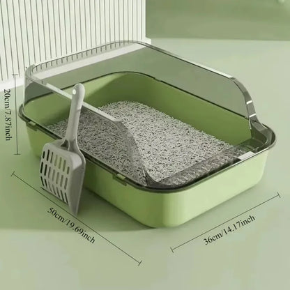 Large Semi-Closed Cat Litter Box - Oversized Anti-Splash Toilet Tray - ZOOMNSTORE