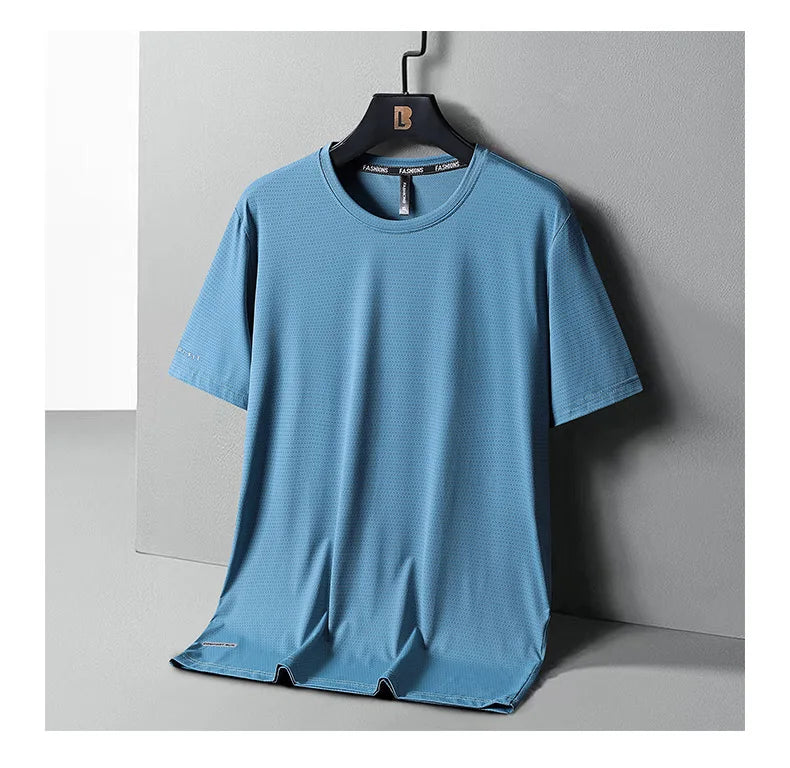 Men's Ice-Silk T-Shirt – Breathable Plus-Size Tee (up to 8XL)