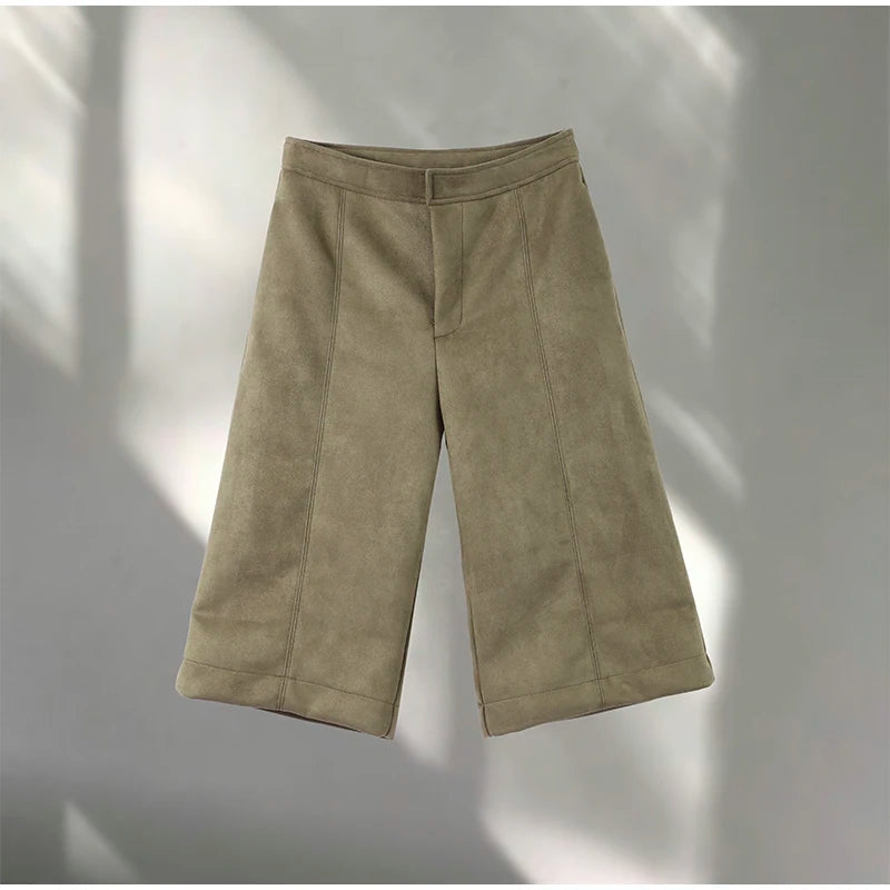 Vintage Suede Green Bomber Jacket Women Loose Lapel Full Sleeve Zipper Commute Coat 2025 Autumn Lady High Street All-match Coats