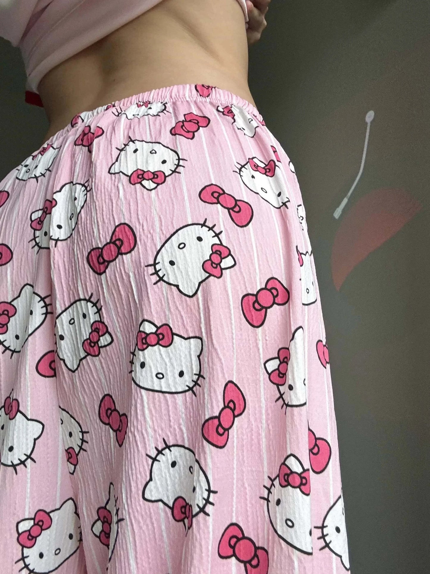 Hello Kitty Pajama Pants Anime Cartoon Sanrio Home Pants Couple Home Sleepwear Trousers Leisure Home Clothing