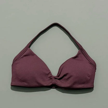 HISTELLO Strappy Bra Gym Top Women High Support Thin Strap Halter Sports Seamless Bras Scrunch Push-up Workout Yoga Tank Tops