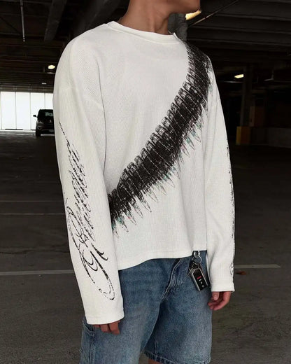 2025 New Y2K Bullet Letter Printed American Retro Long Sleeve T-shirt Street Style Casual Loose Men's and Women's Top