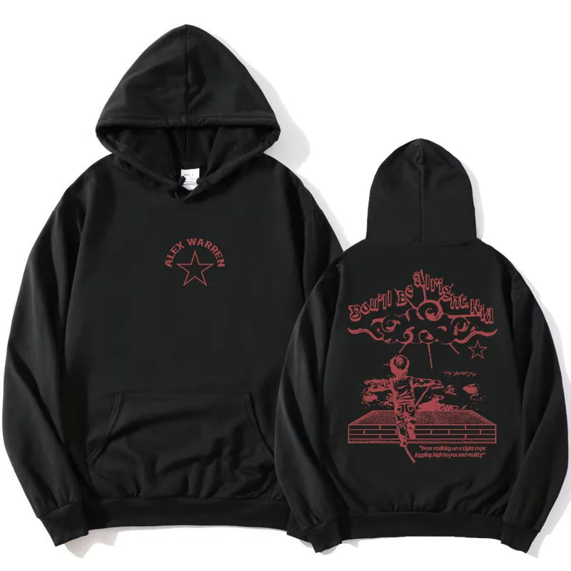 Alex Warren You'll Be Alright, Kid Hoodies Fashion Long Sleeve Hooded Sweatshirts Casual Design Graphic Print Pullovers Unisex