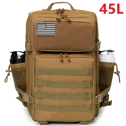 Tactical Backpack - 2545L Outdoor Rucksack with Dual Cup Holder for School Gym and Camping
