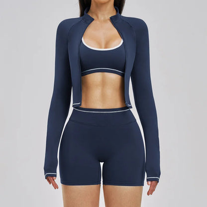 3PCS Sports Sets Woman Set Yoga Sexy Outfits Nude Feel Spring Summer Women's Gym Kit Female Fitness Clothing Outdoor Running