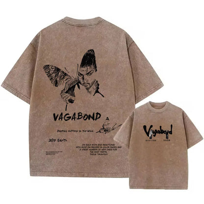 Men Streetwear Tshirt - Vintage Harajuku Anime Graphic Print Black Cotton Tee
