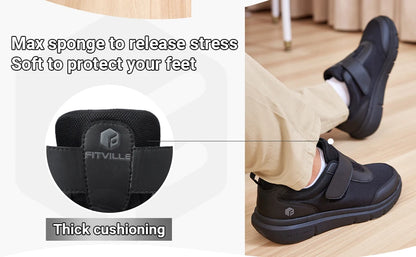 FitVille Men's Extra Wide Width Diabetic Shoes Lightweight Walking Casual Shoes for Swollen Feet Neuropathy Pain Relief
