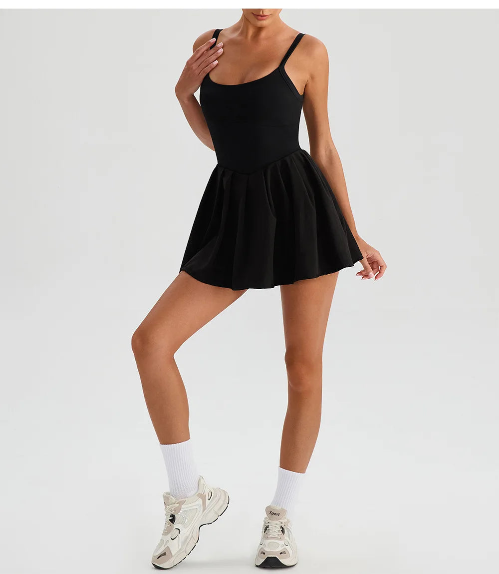 Women's Tennis Dress - Summer Sleeveless Breathable Workout Dress With Pockets