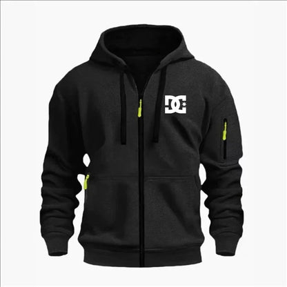 Spring and Autumn Men's Casual Sports Hoodie, Fashionable Arm Pocket Drawstring Hoodie Men's Loose Long-sleeved Shirt Pullover