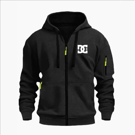 Spring and Autumn Men's Casual Sports Hoodie, Fashionable Arm Pocket Drawstring Hoodie Men's Loose Long-sleeved Shirt Pullover