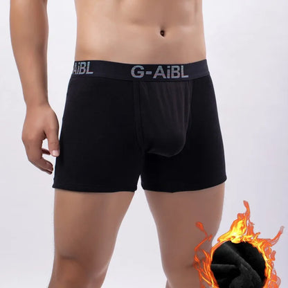 Men's Boxer Shorts Cotton Velvet Underwear Man Breathable JJ Hole Bullet Separation Pouch Underpants Male Winter Warm Panties