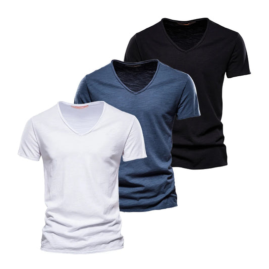 Men's Cotton V-Neck T-Shirts – 3-Pack Slim-Fit Basics